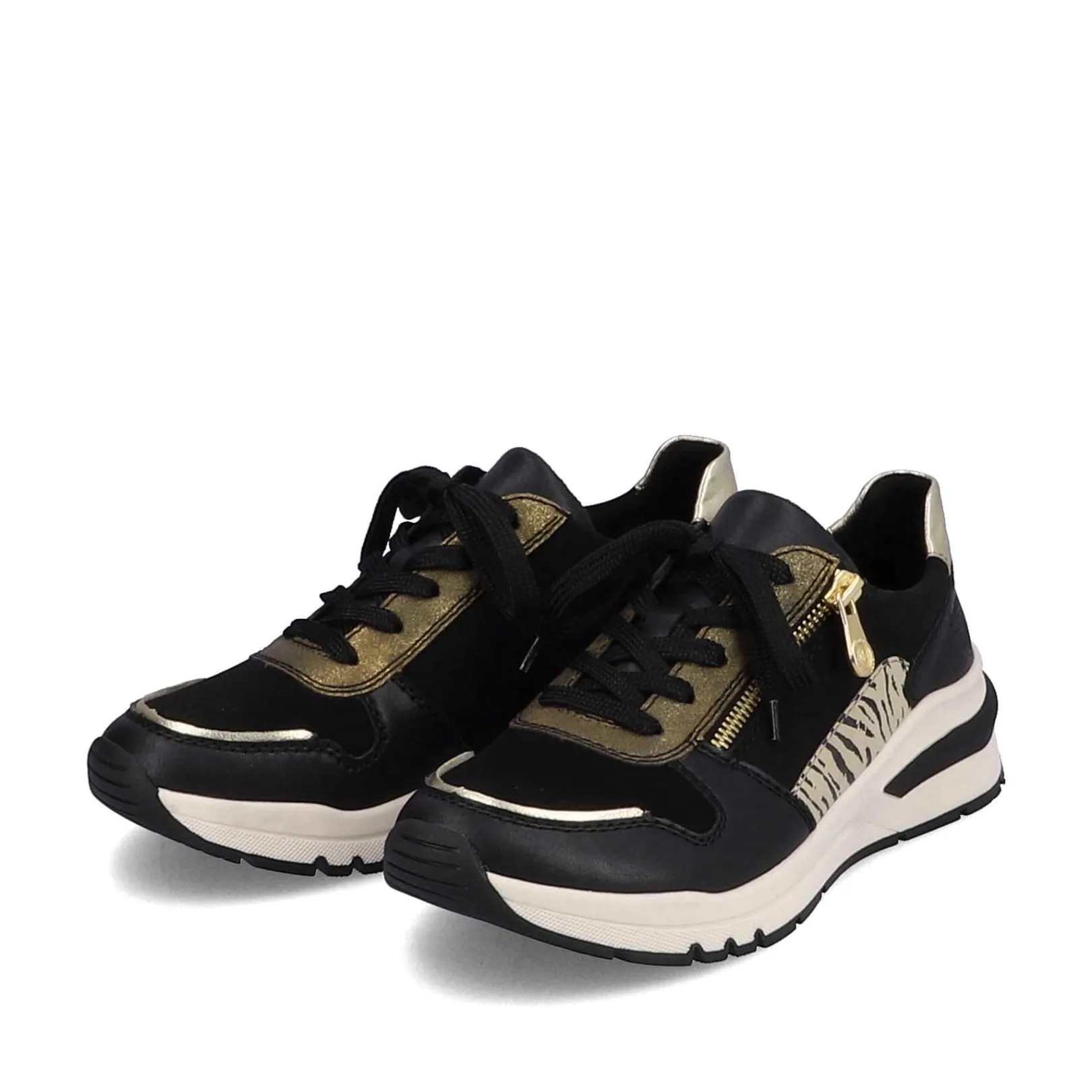 Women'S Sneaker Low Urban Black-Cream White Ladies Sneakers