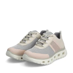 Outlet Women'S Sneaker Low Light Beige-Pastel Blue-Pink Ladies Colorful Styles