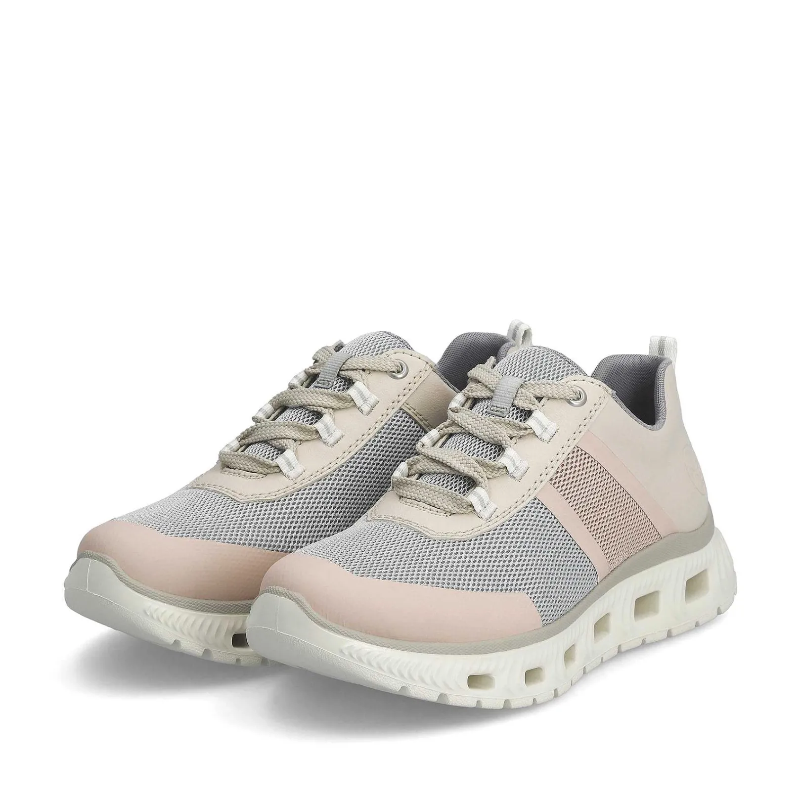 Outlet Women'S Sneaker Low Light Beige-Pastel Blue-Pink Ladies Colorful Styles