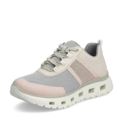 Outlet Women'S Sneaker Low Light Beige-Pastel Blue-Pink Ladies Colorful Styles