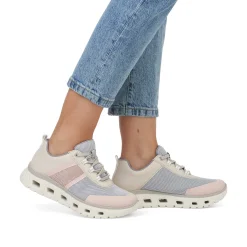 Outlet Women'S Sneaker Low Light Beige-Pastel Blue-Pink Ladies Colorful Styles