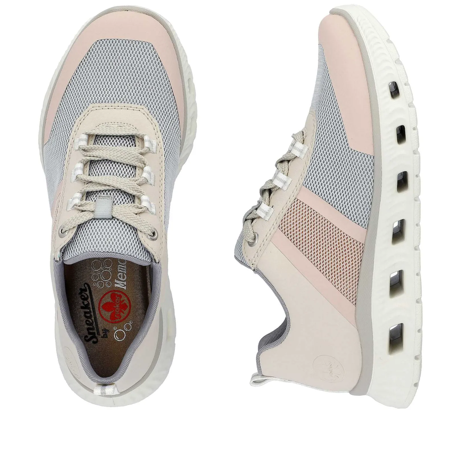 Outlet Women'S Sneaker Low Light Beige-Pastel Blue-Pink Ladies Colorful Styles