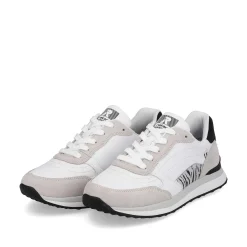Discount Women'S Sneaker Low Swan-White Arctic-Grey Zebra Ladies Sneakers