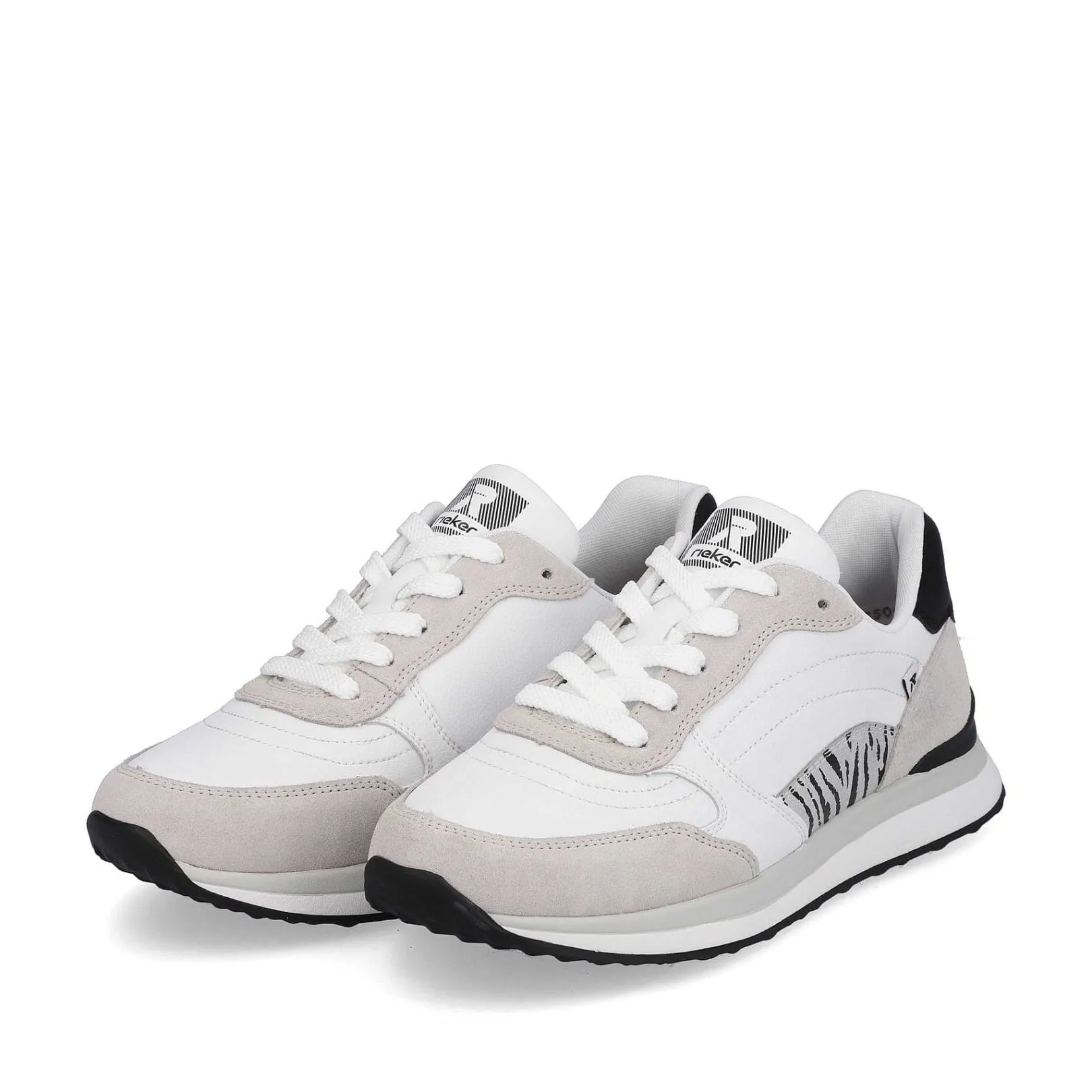 Discount Women'S Sneaker Low Swan-White Arctic-Grey Zebra Ladies Sneakers