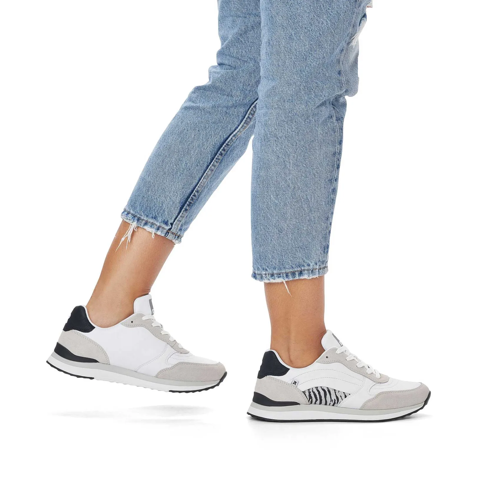 Discount Women'S Sneaker Low Swan-White Arctic-Grey Zebra Ladies Sneakers