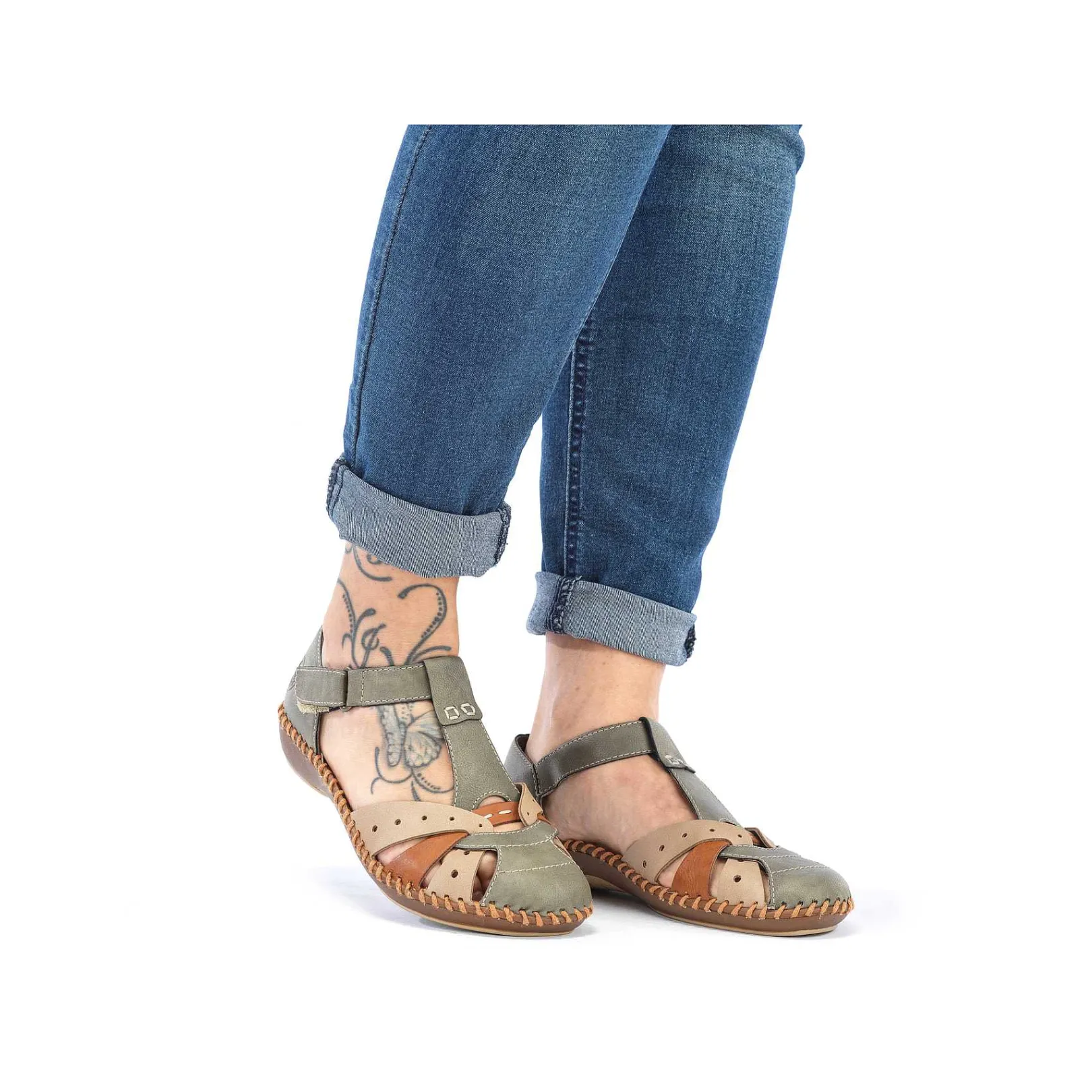 Discount Women'S Strappy Sandals Mint Green-Beige Ladies Sandals & Sandals