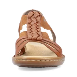 Outlet Women'S Strappy Sandals Caramel Brown Ladies Sandals & Sandals