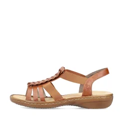 Outlet Women'S Strappy Sandals Caramel Brown Ladies Sandals & Sandals