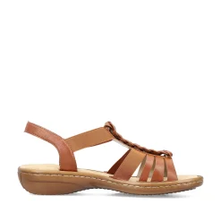 Outlet Women'S Strappy Sandals Caramel Brown Ladies Sandals & Sandals