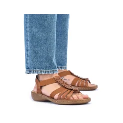 Outlet Women'S Strappy Sandals Caramel Brown Ladies Sandals & Sandals