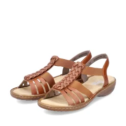 Outlet Women'S Strappy Sandals Caramel Brown Ladies Sandals & Sandals