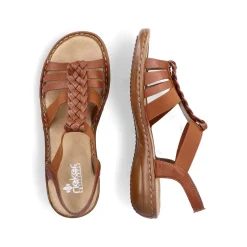 Outlet Women'S Strappy Sandals Caramel Brown Ladies Sandals & Sandals