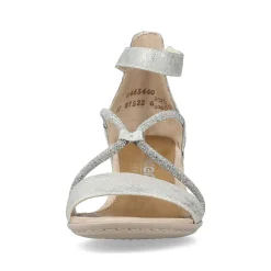 Clearance Women'S Strappy Sandals Silver Metallic Ladies Heeled Shoes