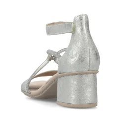 Clearance Women'S Strappy Sandals Silver Metallic Ladies Heeled Shoes