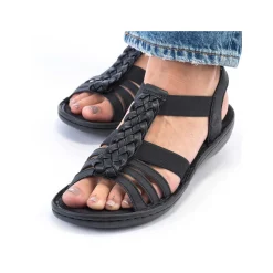 Clearance Women'S Strappy Sandals Asphalt Black Ladies Sandals & Sandals