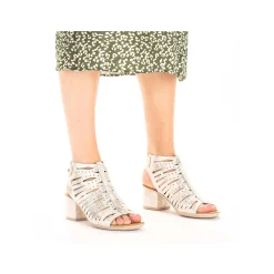 Clearance Women'S Strappy Sandals Silver Metallic Ladies Heeled Shoes