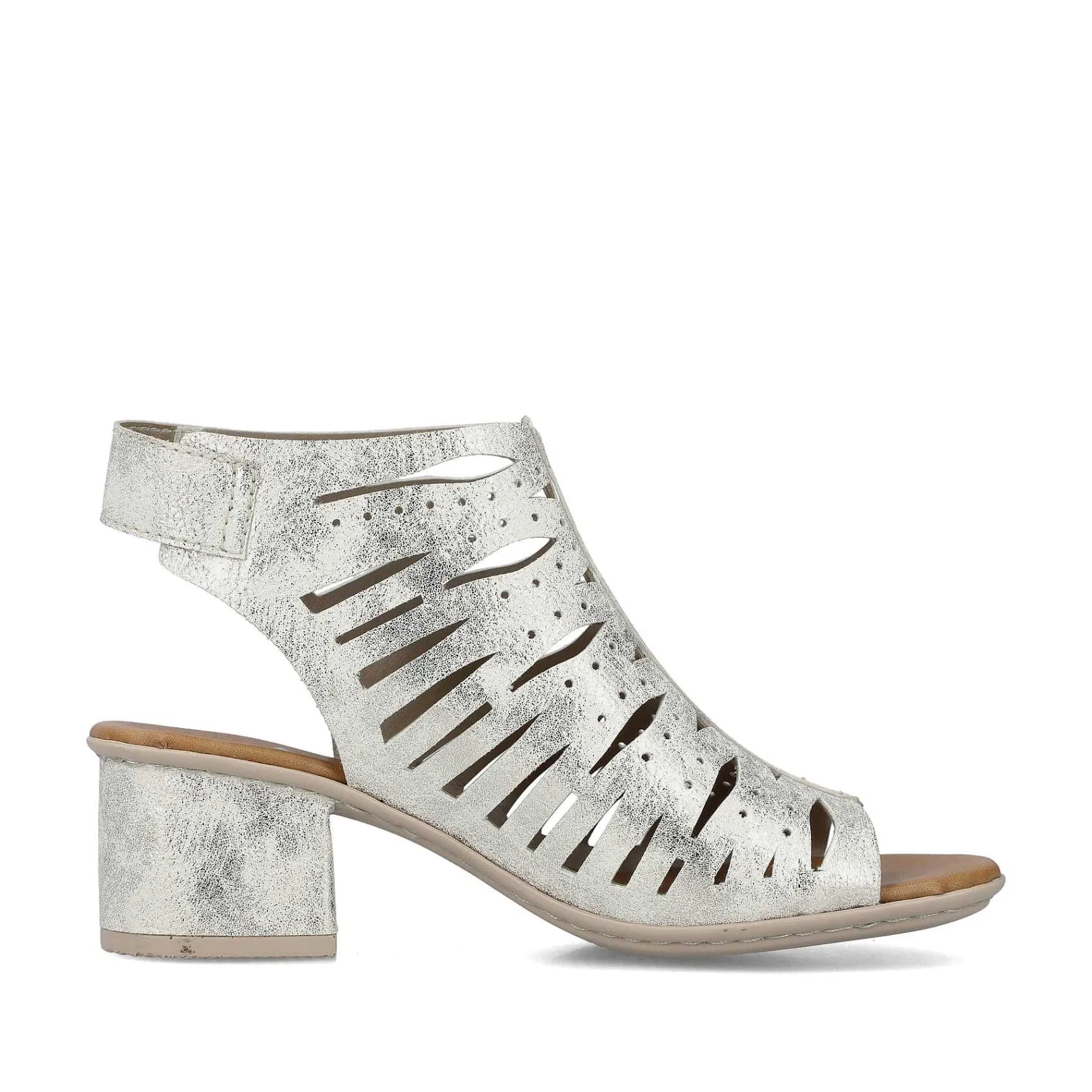 Clearance Women'S Strappy Sandals Silver Metallic Ladies Heeled Shoes
