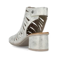 Clearance Women'S Strappy Sandals Silver Metallic Ladies Heeled Shoes