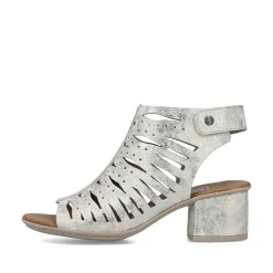 Clearance Women'S Strappy Sandals Silver Metallic Ladies Heeled Shoes