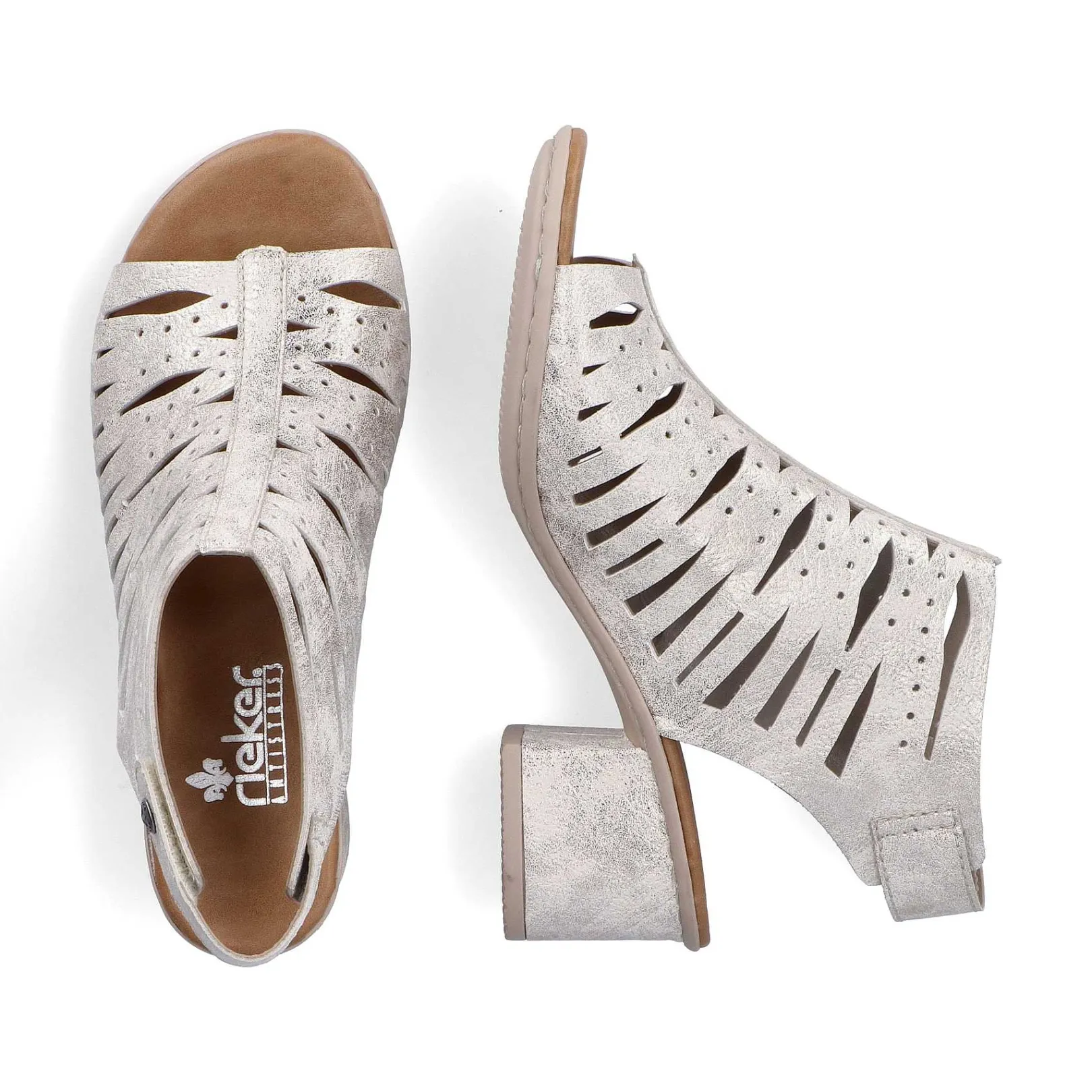 Clearance Women'S Strappy Sandals Silver Metallic Ladies Heeled Shoes