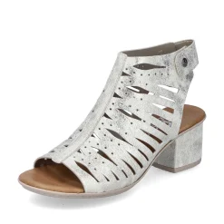 Clearance Women'S Strappy Sandals Silver Metallic Ladies Heeled Shoes