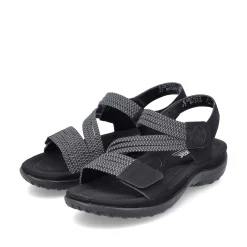 New Women'S Strappy Sandals Asphalt Black Ladies Vegan
