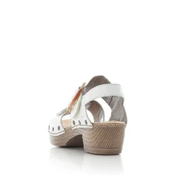 Discount Women'S Strappy Sandals Pearl White Ladies Heeled Shoes