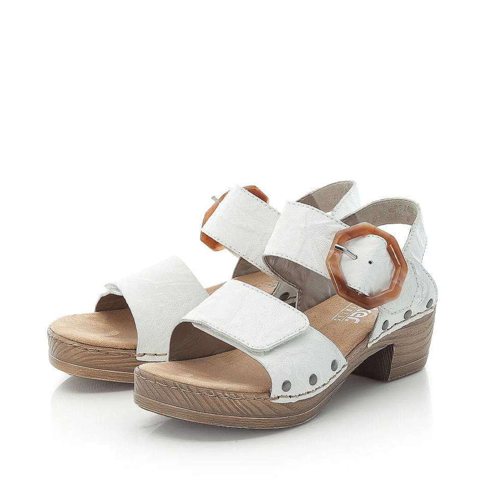 Discount Women'S Strappy Sandals Pearl White Ladies Heeled Shoes