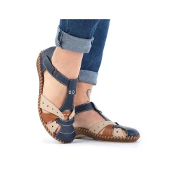 Women'S Strappy Sandals Navy Blue-Beige Ladies Sandals & Sandals