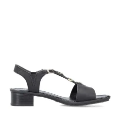 Hot Women'S Strappy Sandals Asphalt Black Ladies Heeled Shoes