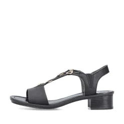 Hot Women'S Strappy Sandals Asphalt Black Ladies Heeled Shoes