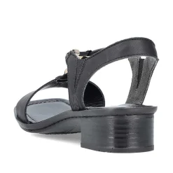 Hot Women'S Strappy Sandals Asphalt Black Ladies Heeled Shoes