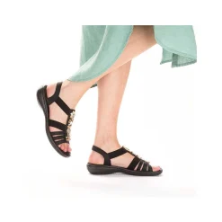 Sale Women'S Strappy Sandals Asphalt Black Ladies Sandals & Sandals