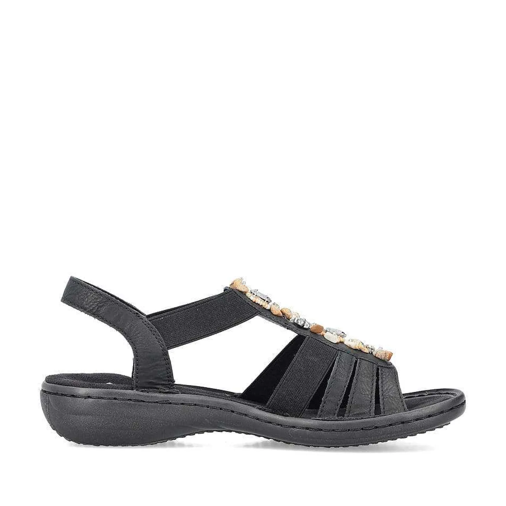 Sale Women'S Strappy Sandals Asphalt Black Ladies Sandals & Sandals