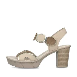 Online Women'S Strappy Sandals Light Beige Ladies Heeled Shoes