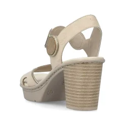 Online Women'S Strappy Sandals Light Beige Ladies Heeled Shoes