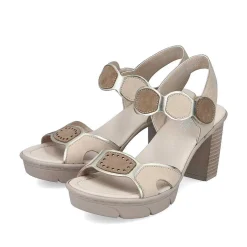 Online Women'S Strappy Sandals Light Beige Ladies Heeled Shoes