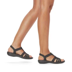 Women'S Strappy Sandals Black Gray Ladies Sandals & Sandals