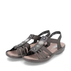 Women'S Strappy Sandals Black Gray Ladies Sandals & Sandals