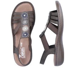 Women'S Strappy Sandals Black Gray Ladies Sandals & Sandals