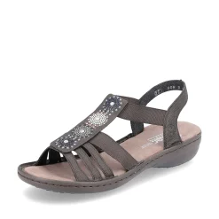 Women'S Strappy Sandals Black Gray Ladies Sandals & Sandals