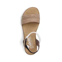 Discount Women'S Strappy Sandals Sand Beige-Black Ladies Heeled Shoes