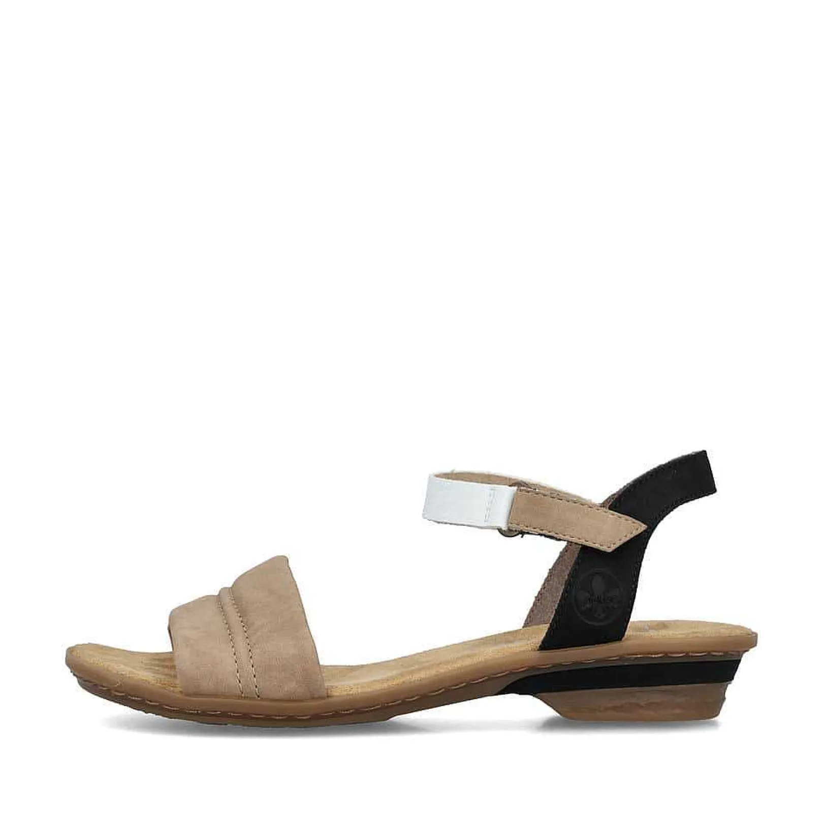 Discount Women'S Strappy Sandals Sand Beige-Black Ladies Heeled Shoes
