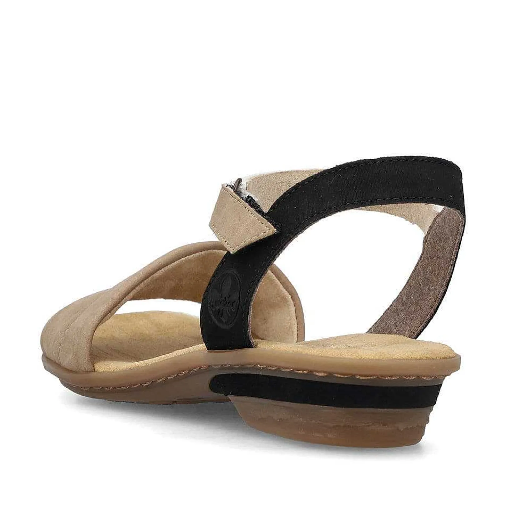 Discount Women'S Strappy Sandals Sand Beige-Black Ladies Heeled Shoes