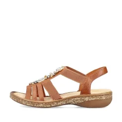 Outlet Women'S Strappy Sandals Caramel Brown Ladies Sandals & Sandals