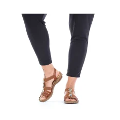 Outlet Women'S Strappy Sandals Caramel Brown Ladies Sandals & Sandals