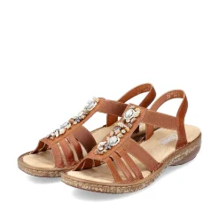 Outlet Women'S Strappy Sandals Caramel Brown Ladies Sandals & Sandals