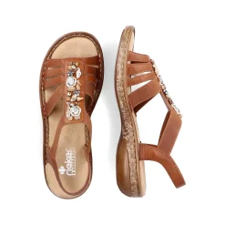 Outlet Women'S Strappy Sandals Caramel Brown Ladies Sandals & Sandals