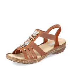 Outlet Women'S Strappy Sandals Caramel Brown Ladies Sandals & Sandals