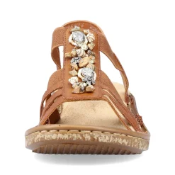 Outlet Women'S Strappy Sandals Caramel Brown Ladies Sandals & Sandals